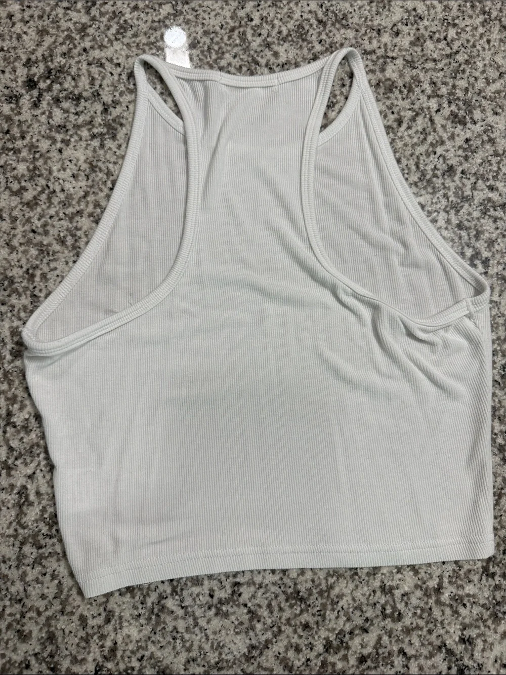 Berryou White Ribbed High-Neck Racerback Tank - Picture 2 of 2
